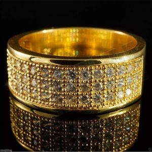 18K Gold Out Iced BAND MICROPAVE CZ Pinky Men Ring